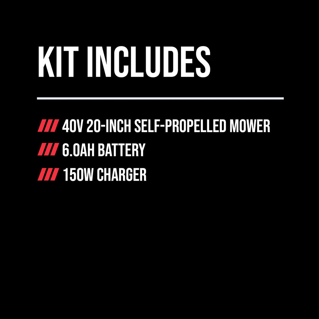 PWR CORE 40 Brushless 40V 20-Inch Self-Propelled Mower Kit, Includes 6.0Ah Battery and Auto PWR JUMP Charger - SM4910C-11