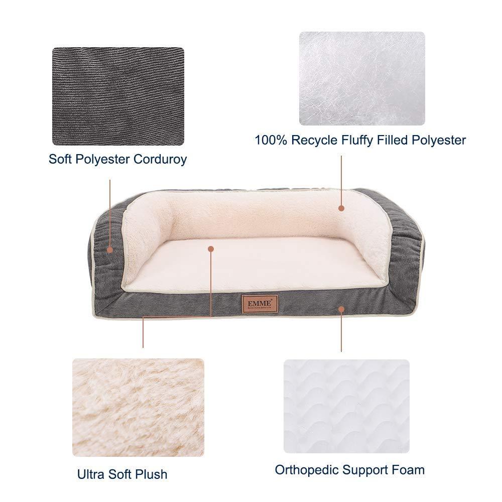 EMME Orthopedic Dog Beds 27/36/44/50 inches for Small, Medium and LarDogs &amp; Cats Removable Cover Dog Sofa Bed Ultra Plush Deluxe Dog Couch Pet Bed