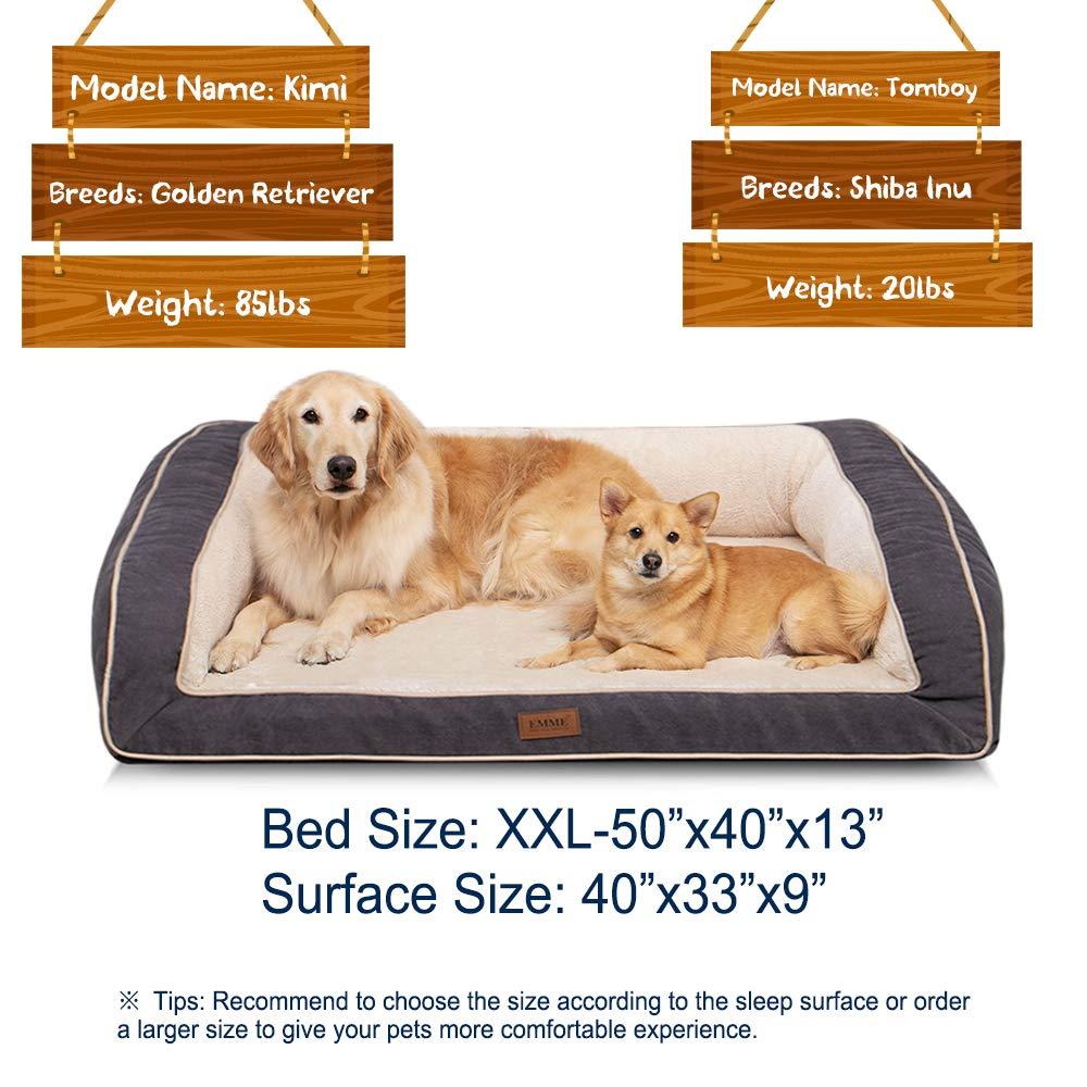 EMME Orthopedic Dog Beds 27/36/44/50 inches for Small, Medium and LarDogs &amp; Cats Removable Cover Dog Sofa Bed Ultra Plush Deluxe Dog Couch Pet Bed