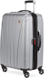 7585 Hardside Expandable Luggage with Spinner Wheels, Silver, Checked-Medium 23-Inch