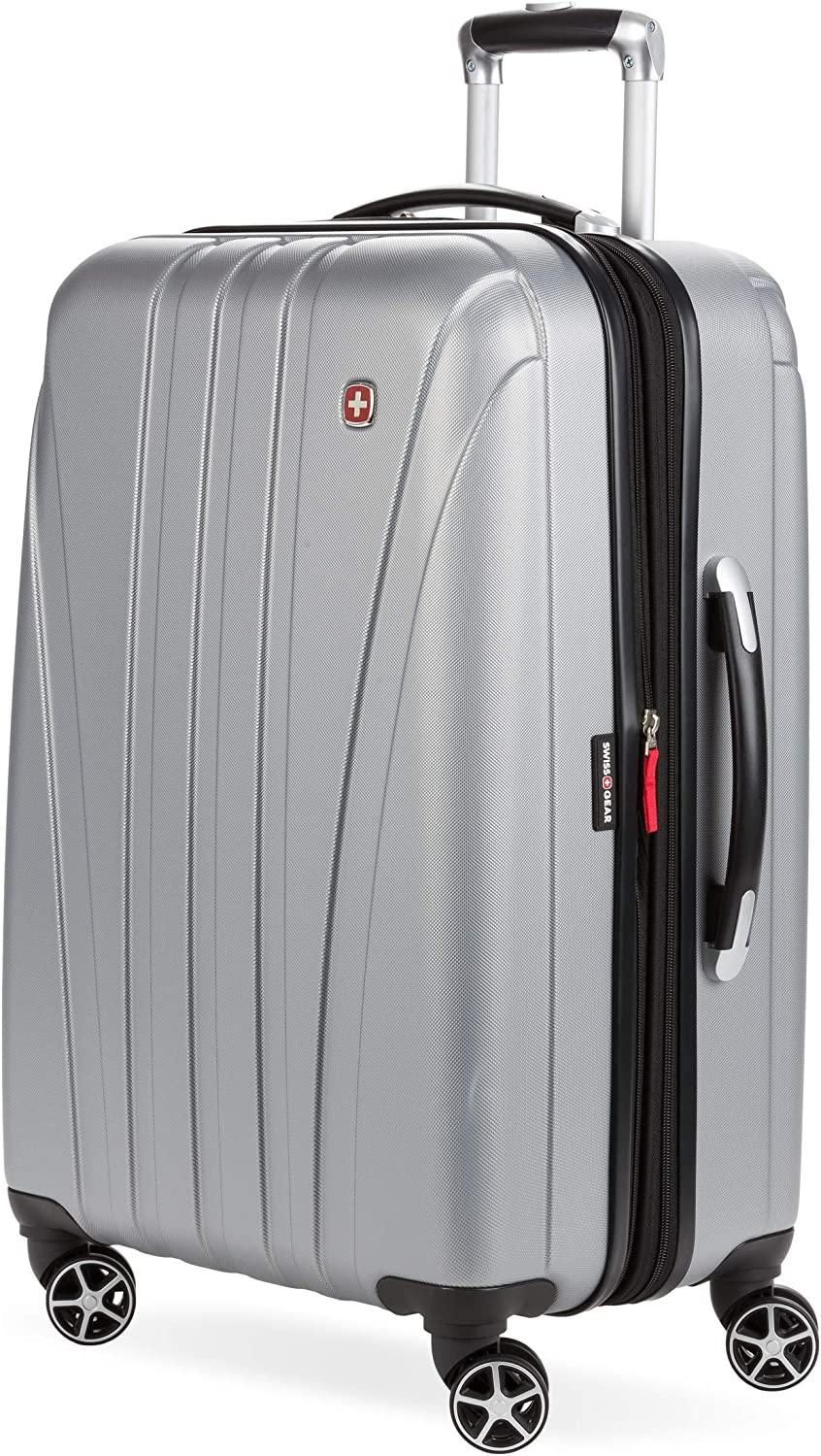 7585 Hardside Expandable Luggage with Spinner Wheels, Silver, Checked-Medium 23-Inch