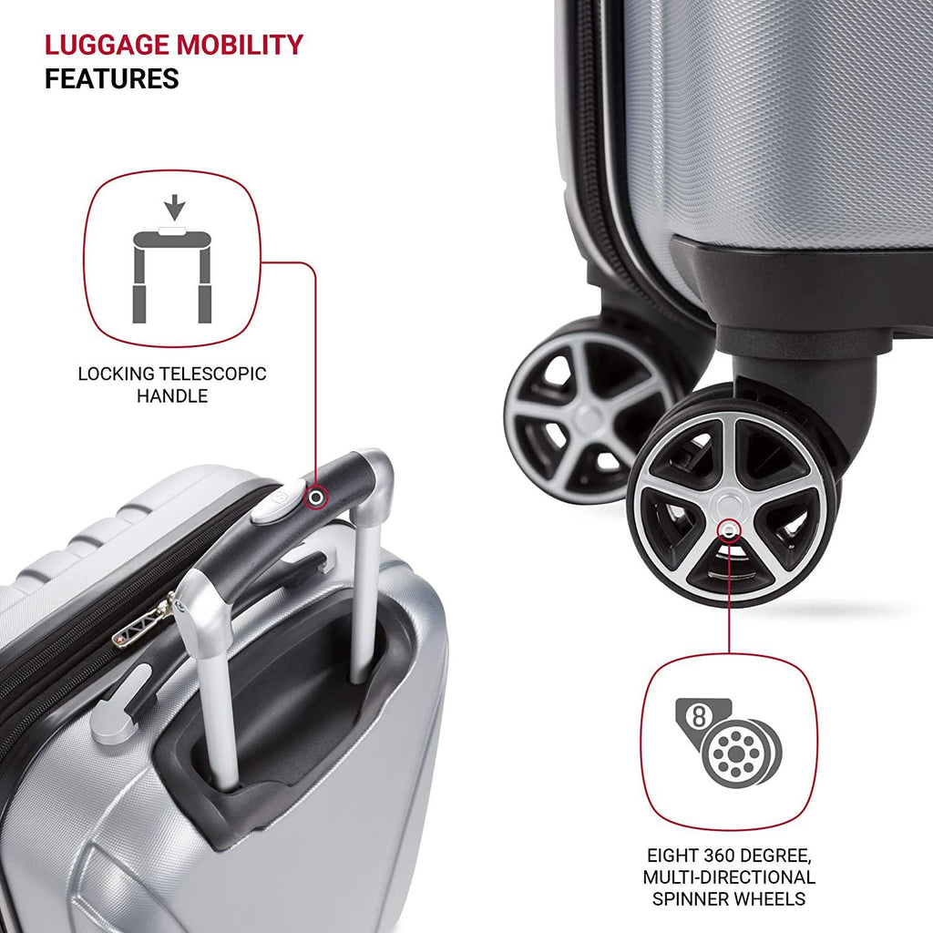 7585 Hardside Expandable Luggage with Spinner Wheels, Silver, Checked-Medium 23-Inch