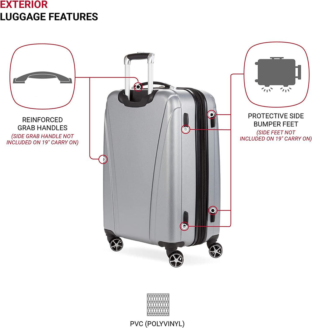 7585 Hardside Expandable Luggage with Spinner Wheels, Silver, Checked-Medium 23-Inch