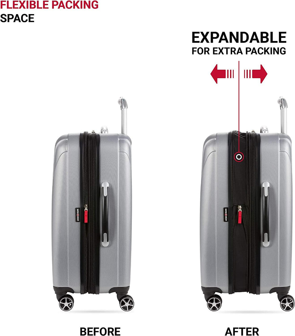 7585 Hardside Expandable Luggage with Spinner Wheels, Silver, Checked-Medium 23-Inch