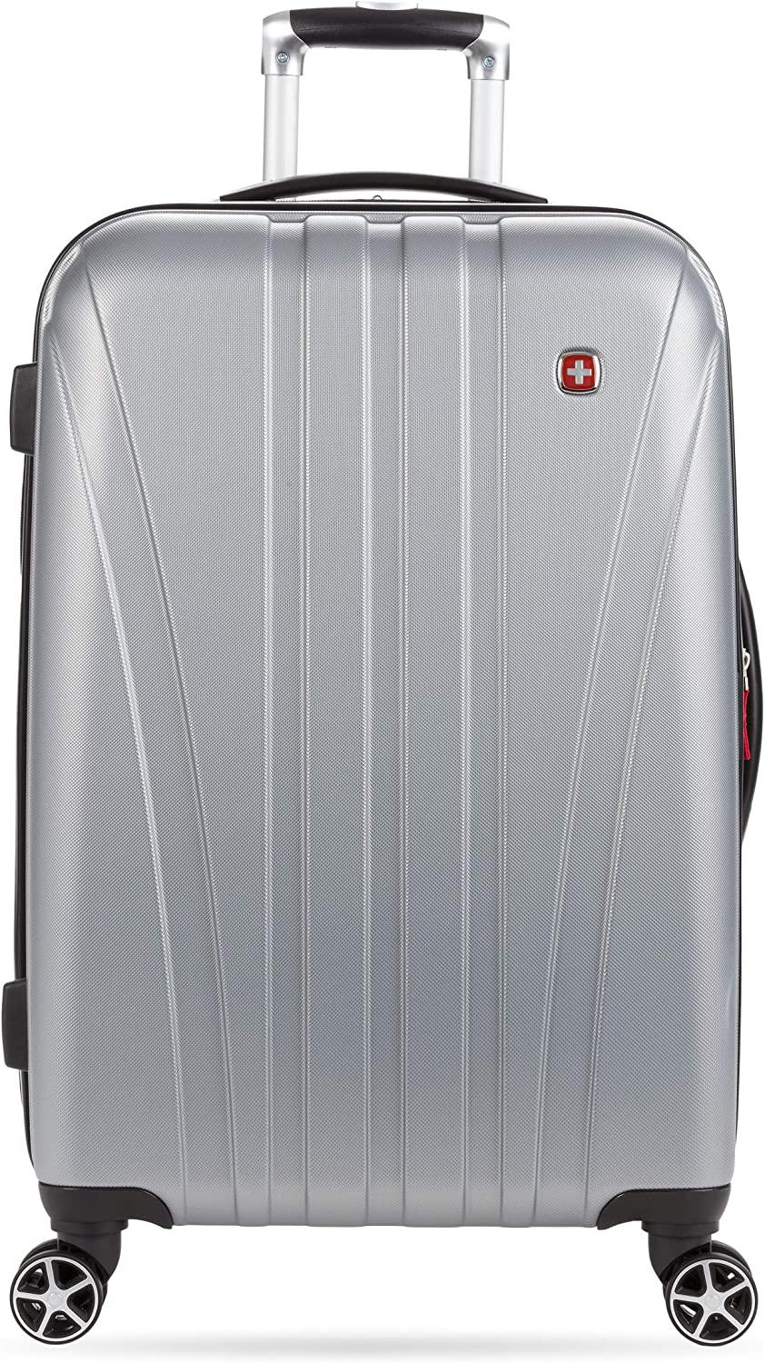7585 Hardside Expandable Luggage with Spinner Wheels, Silver, Checked-Medium 23-Inch