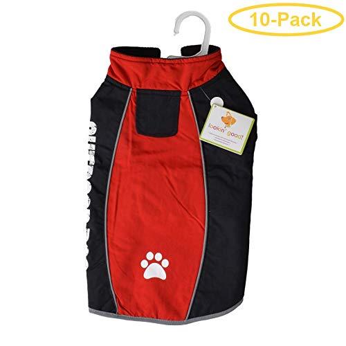 Fashion Pet Outdoor Dog All Weather Jacket - Red Medium - (Fits 19"-24" Neck to Tail) - Pack of 10