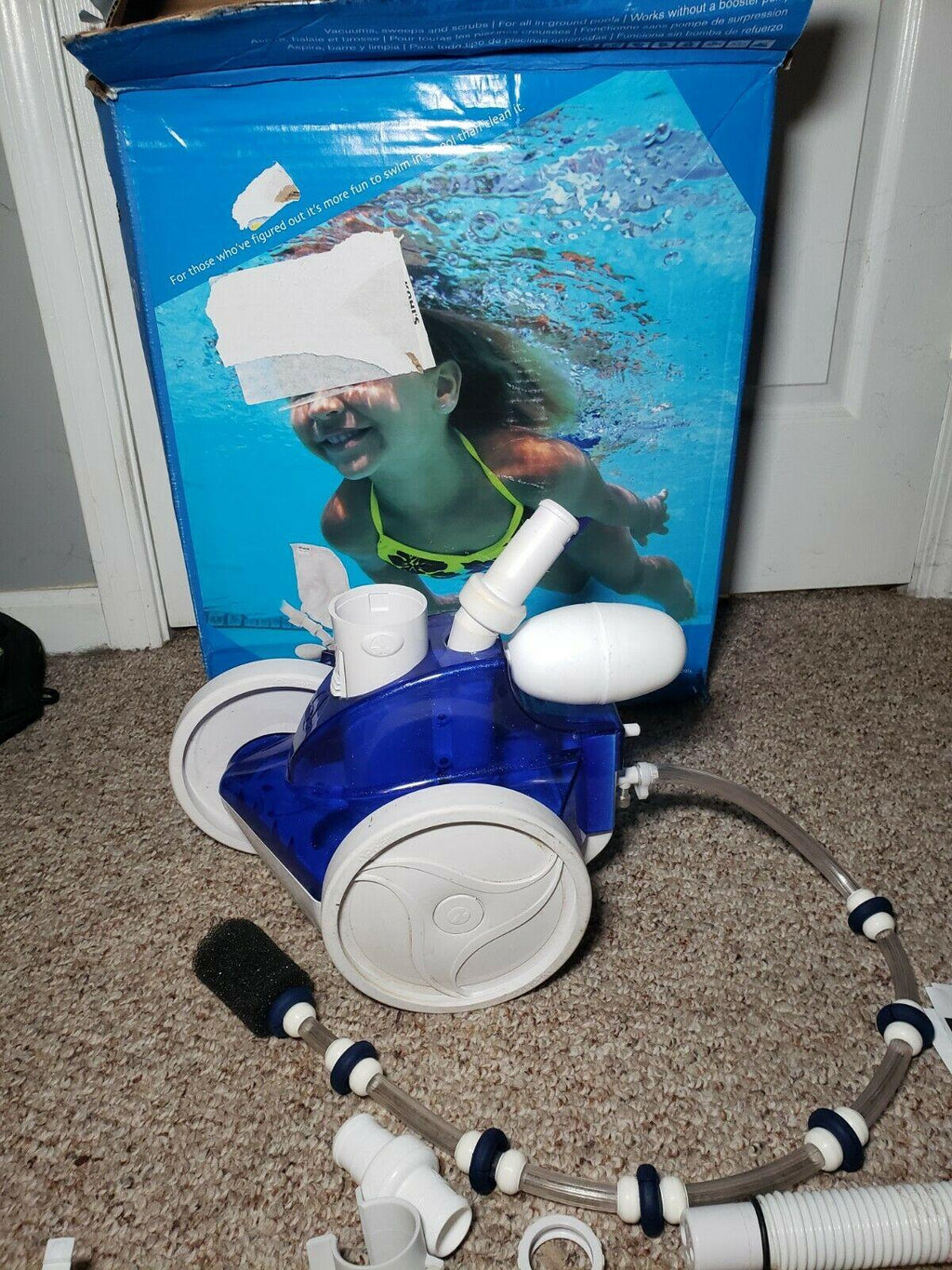 polaris 360 pool sweep pool cleaner head unit with hoses.