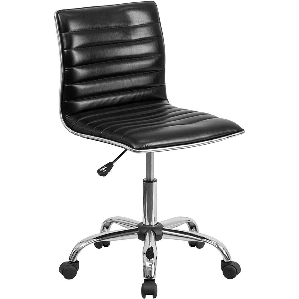 Gracie Mills Low Back er Armless Black Ribbed Swivel Task Office Chair - DS-512B-BK-GG