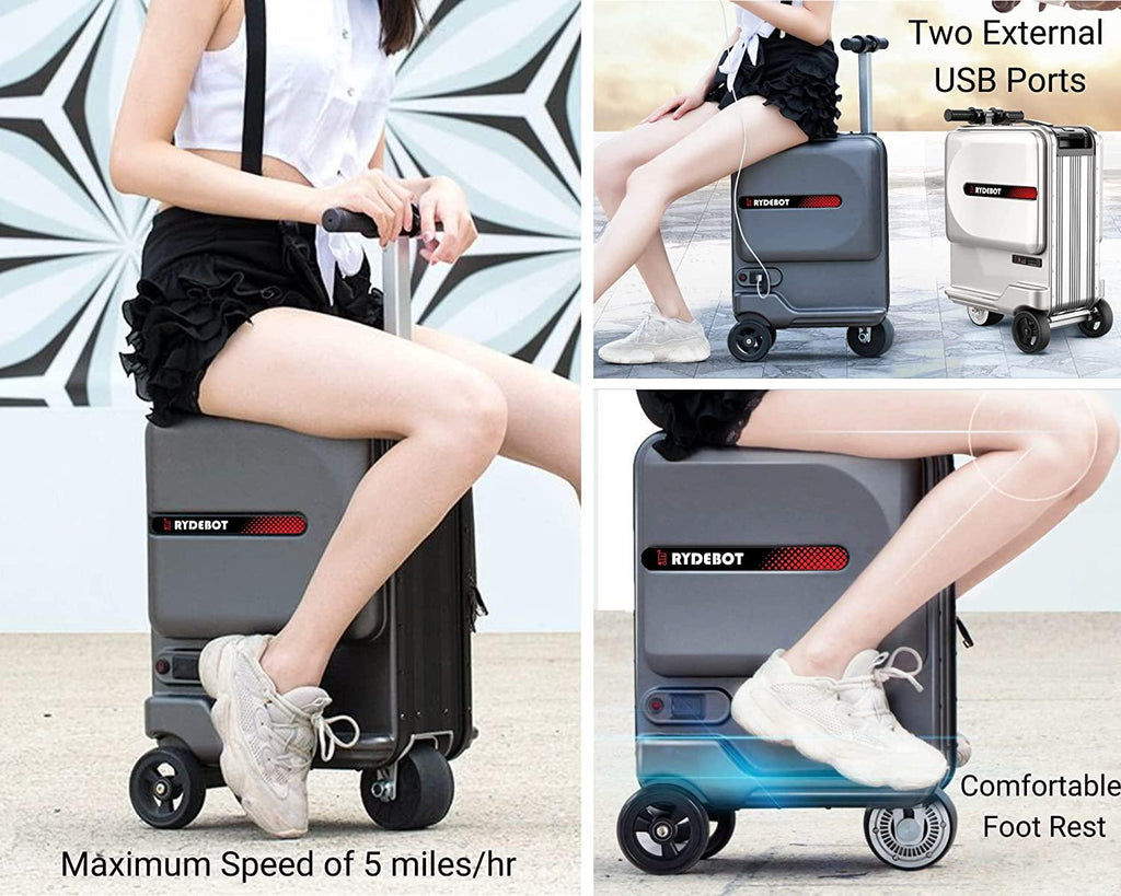 Puledro- Smart Motorized Rideable Carry-on Suitcase/Luggage for Adults/Kids (Black)