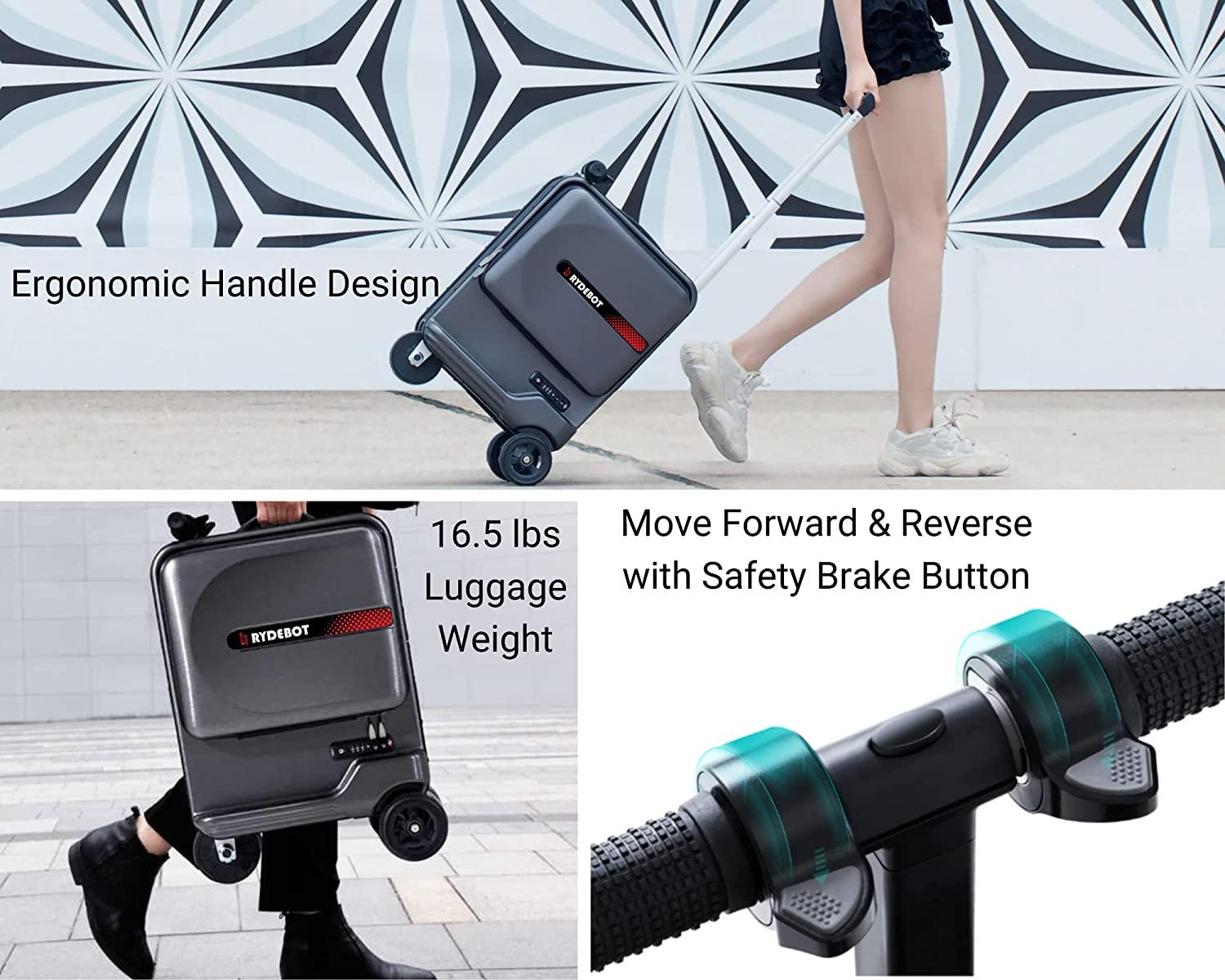 Puledro- Smart Motorized Rideable Carry-on Suitcase/Luggage for Adults/Kids (Black)