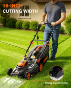 13Amp 16" Lawn Mower, 98% Collection, 13.2-Gallon Bag, 5-Position Height Adjustment, 3-Step  Vertical Fold Storage, 2-in-1 Mulching &amp; Bagging, Corded Lawn Mower for Your Garden