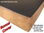 Dogbed4less Premium Memory Foam Dog Bed, Joint-Relief Orthopedic | Waterproof Liner, Washable Durable Denim Cover and Bonus 2nd External Case, 7 Sizes, Brown