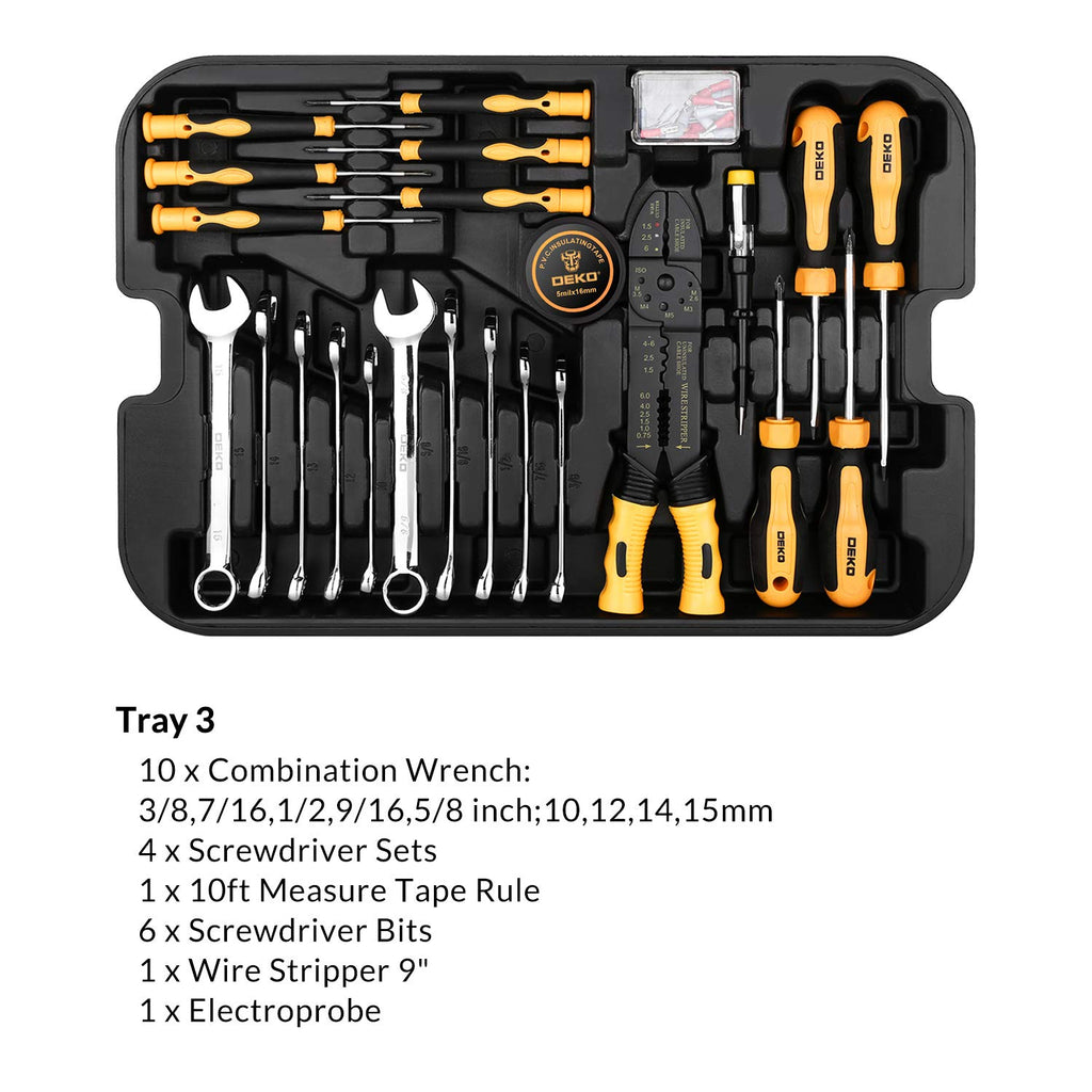258 Piece Tool Kit with Rolling Tool Box Socket Wrench Hand Tool Set Mechanic Case Trolley Portable
