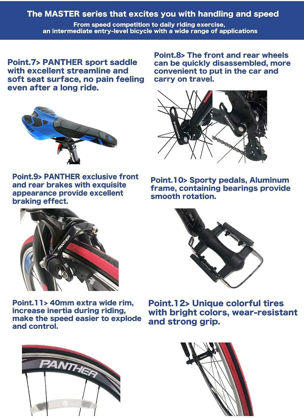 PANTHER(Japanese Brands) Road Bike  Series  14speeds,STI Brake Shifting Integrated Controller,Aluminum Frame,700×25C,Drop Handlebars, Disassembled Wheel