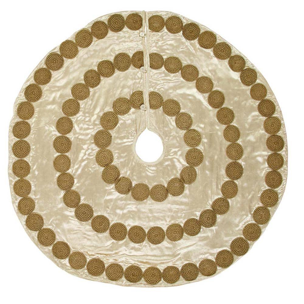 48 in. Creme Memories Glam Christmas Decor Tree Skirt