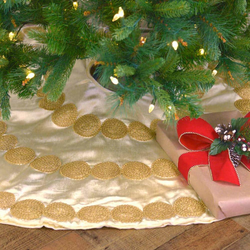 48 in. Creme Memories Glam Christmas Decor Tree Skirt