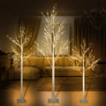 4ft, 5ft and 6ft Birch Tree, Set of 3, SYNGAR Birch Tree with Warm White LED Lights, for Christmas Decoration, Fits for Indoor Outdoor Garden Party Wedding, Lighted Christmas Tree for Home, D4006