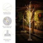 4ft, 5ft and 6ft Birch Tree, Set of 3, SYNGAR Birch Tree with Warm White LED Lights, for Christmas Decoration, Fits for Indoor Outdoor Garden Party Wedding, Lighted Christmas Tree for Home, D4006