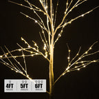 4ft, 5ft and 6ft Birch Tree, Set of 3, SYNGAR Birch Tree with Warm White LED Lights, for Christmas Decoration, Fits for Indoor Outdoor Garden Party Wedding, Lighted Christmas Tree for Home, D4006