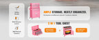 Heavy-Duty 8-Drawer Rolling Tool Chest & Cabinet Combo with Black Liner – Lockable Steel GaraTool Box on Wheels – Detachable Top Toolbox & Bottom StoraCart with Side Hooks, Pink