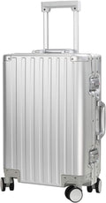 Luggage, Aluninum Hardside Suitcase With TSA Lock (Silver, 25 inch Check-In Medium)