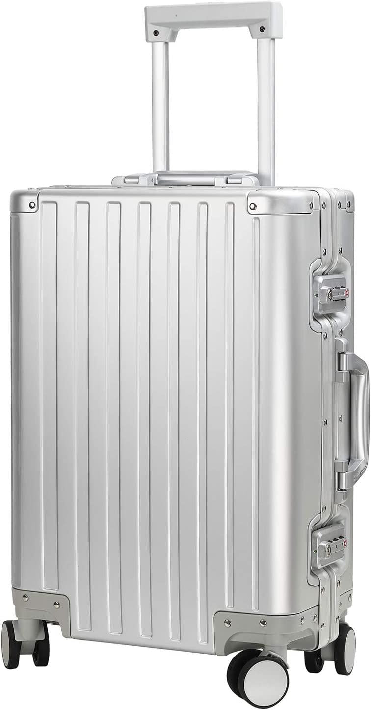 Luggage, Aluninum Hardside Suitcase With TSA Lock (Silver, 25 inch Check-In Medium)