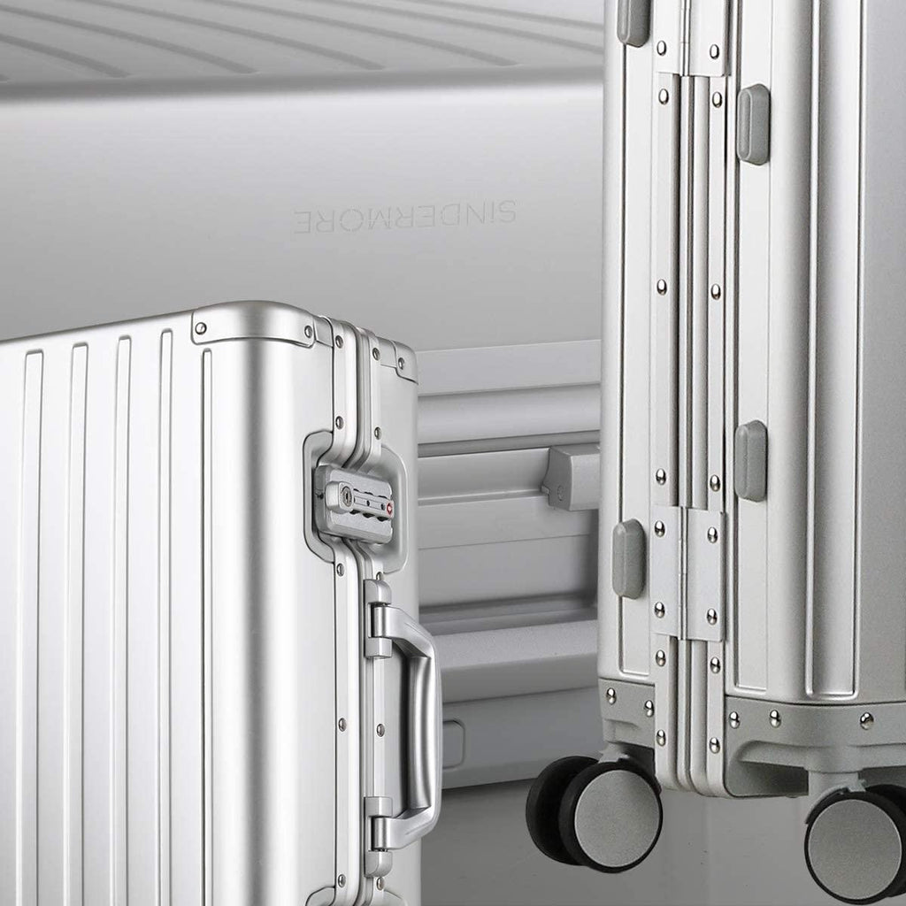 Luggage, Aluninum Hardside Suitcase With TSA Lock (Silver, 25 inch Check-In Medium)