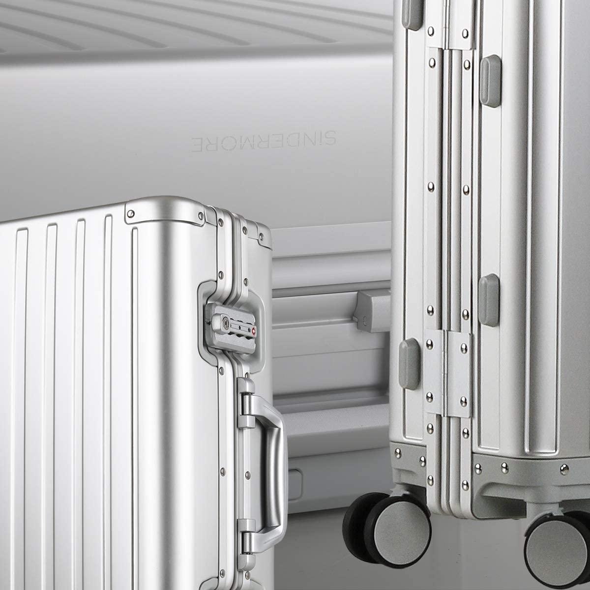 Luggage, Aluninum Hardside Suitcase With TSA Lock (Silver, 25 inch Check-In Medium)