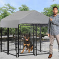 Welded Wire Dog Kennel Dog Crates CaLarMetal Heavy Duty Outdoor Indoor Pet Playpen with a Roof and Water-Resistant Cover Dog Enclosure for LarDog