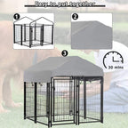 Welded Wire Dog Kennel Dog Crates CaLarMetal Heavy Duty Outdoor Indoor Pet Playpen with a Roof and Water-Resistant Cover Dog Enclosure for LarDog