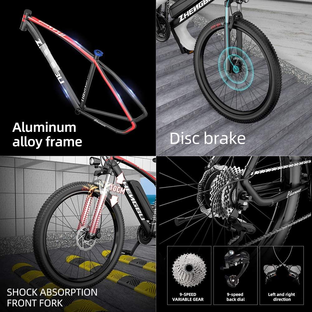 Electric Bike for Adults 48V 400W 25Mph Brushless Motor 27 Speed Lithium Battery 26" Tire Bike Mountain Ebike Commuter Bike