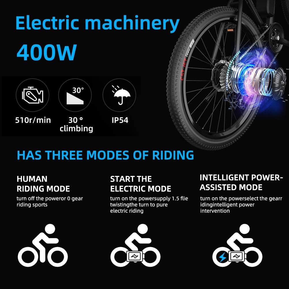 Electric Bike for Adults 48V 400W 25Mph Brushless Motor 27 Speed Lithium Battery 26" Tire Bike Mountain Ebike Commuter Bike