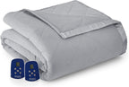Thermee Micro Flannel King-Size Electric Heated Blanket, Machine Wash &amp; Dry, Timer &amp; Safety Shutoff, 108Lx90W, Slate Grey