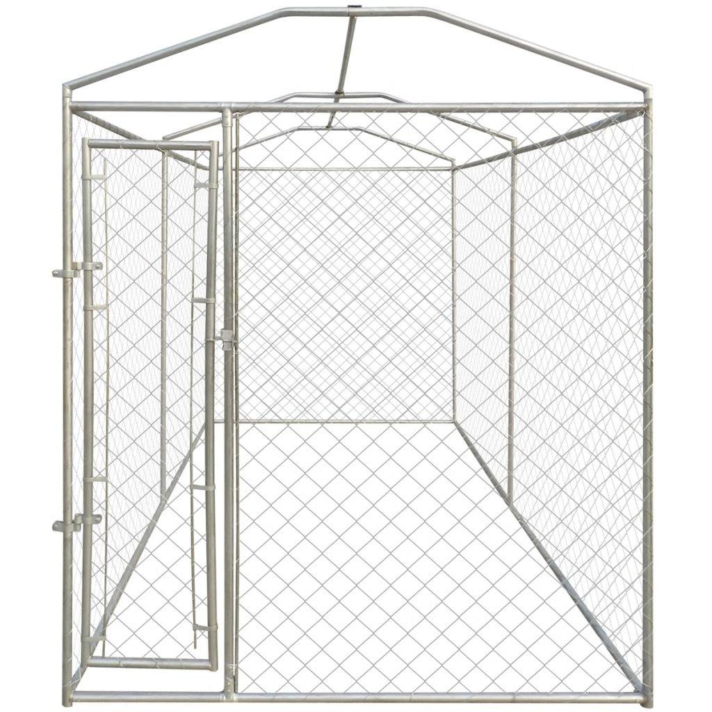 Tidyard 13'x6' Outdoor Dog Kennel with Canopy Top with Chain-Link Mesh Sidewalls, Lockable Latch System for Dogs