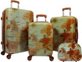 Europe 4-Piece Spinner Luggage Set with TSA Lock, Brown