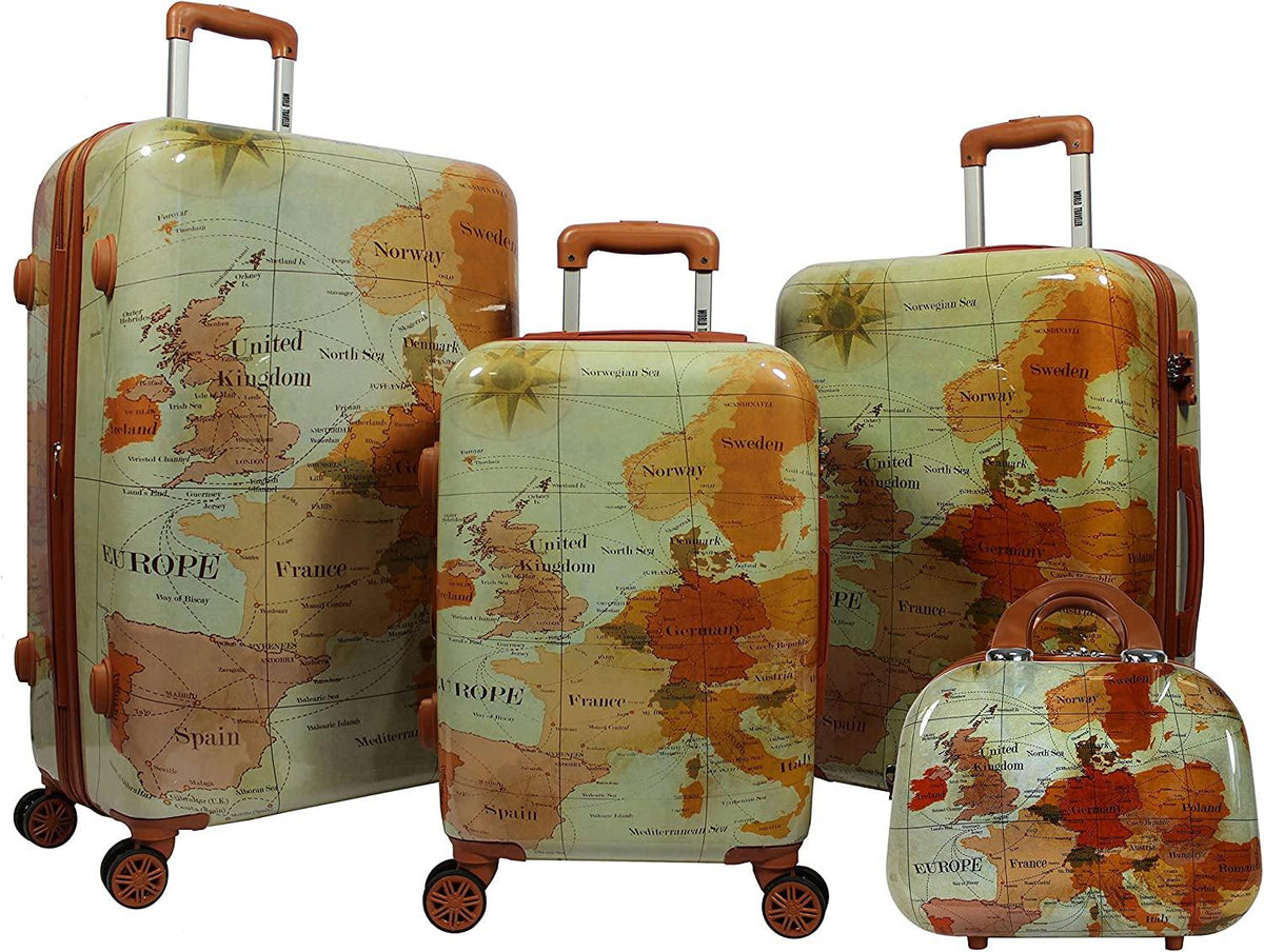 Europe 4-Piece Spinner Luggage Set with TSA Lock, Brown