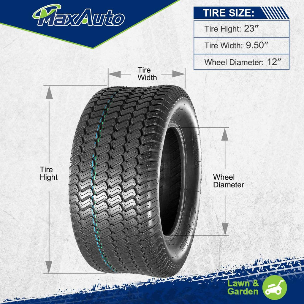 23x9.50-12 Lawn Mower Tire 23-9.5-12 Turf Tires 23x9.5x12 Lawn Tractor Tires 23x9.5-12 nhs 4PR P332, Set of 2