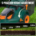 40V Cordless Lawn Mower, 16-Inch Brushless Electric Push Mower with 4.0Ah Battery, Low/High Speed Control, 5-Position Height Adjustment, 40L Grass Bag, Lightweight Mower for Yard/Lawn