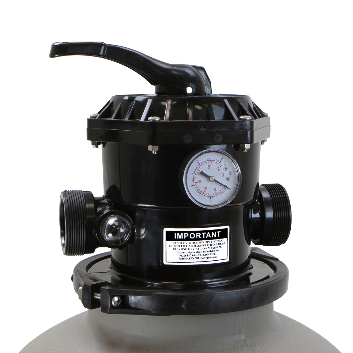 16-inch above / inground swimming pool sand filter system 7-way multi-port up to 21,000 gallons with stand base
