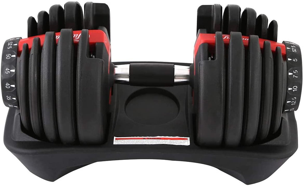 Funcode Adjustable Dumbbell, 5-52.5Lbs Weight Options, Anti-Slip Handle, All-Purpose, Home, Gym, Office(Single Dumbbell 1x52.5Lbs)