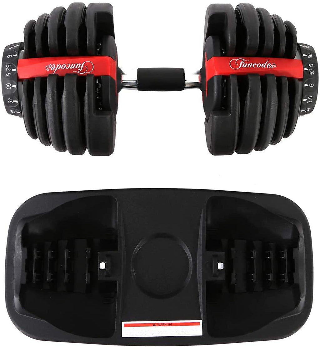 Funcode Adjustable Dumbbell, 5-52.5Lbs Weight Options, Anti-Slip Handle, All-Purpose, Home, Gym, Office(Single Dumbbell 1x52.5Lbs)