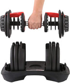 Funcode Adjustable Dumbbell, 5-52.5Lbs Weight Options, Anti-Slip Handle, All-Purpose, Home, Gym, Office(Single Dumbbell 1x52.5Lbs)