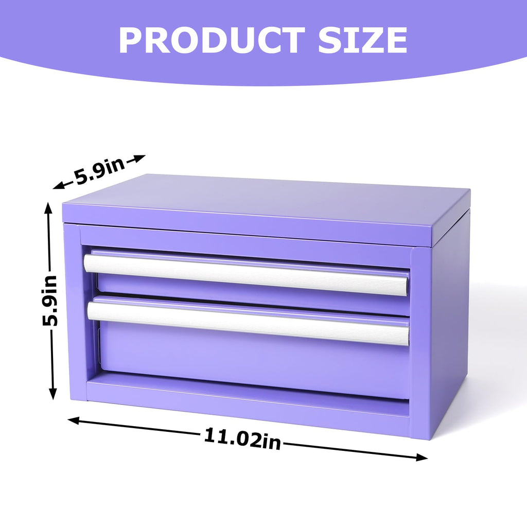 Mini Steel Tool Box with Drawers - Small Tool Chest for Small Item StoraOrganizer - Portable Metal Toolbox Organizer with Tool Drawer (mini purple)