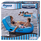 Aqua Leisure Aqua Inflatable 2 Person Pool Float Recliner Lounger Raft with Heavy Duty Dual Action Hand Pump with 4 Nozzle Adapters