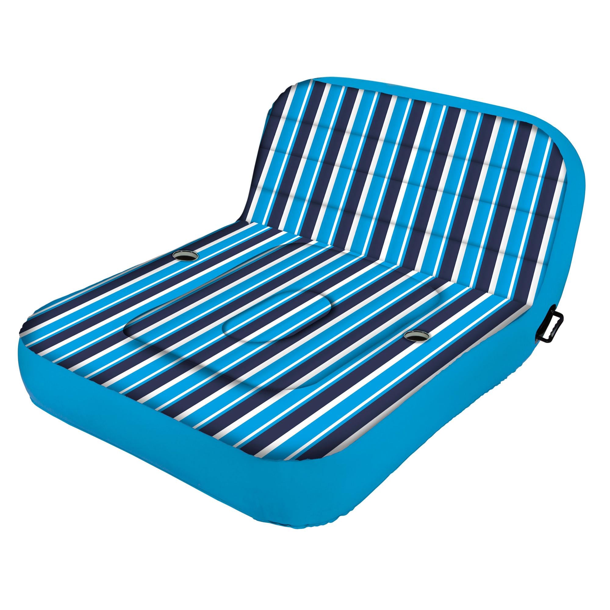 Aqua Leisure Aqua Inflatable 2 Person Pool Float Recliner Lounger Raft with Heavy Duty Dual Action Hand Pump with 4 Nozzle Adapters
