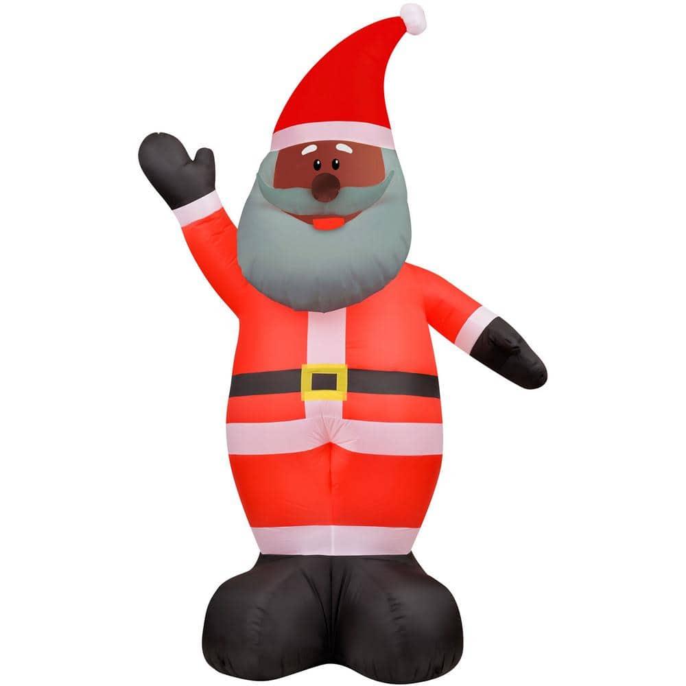 12 ft. x 6 ft. Pre-Lit Tall African American Santa Claus Christmas Inflatable with Storage Bag