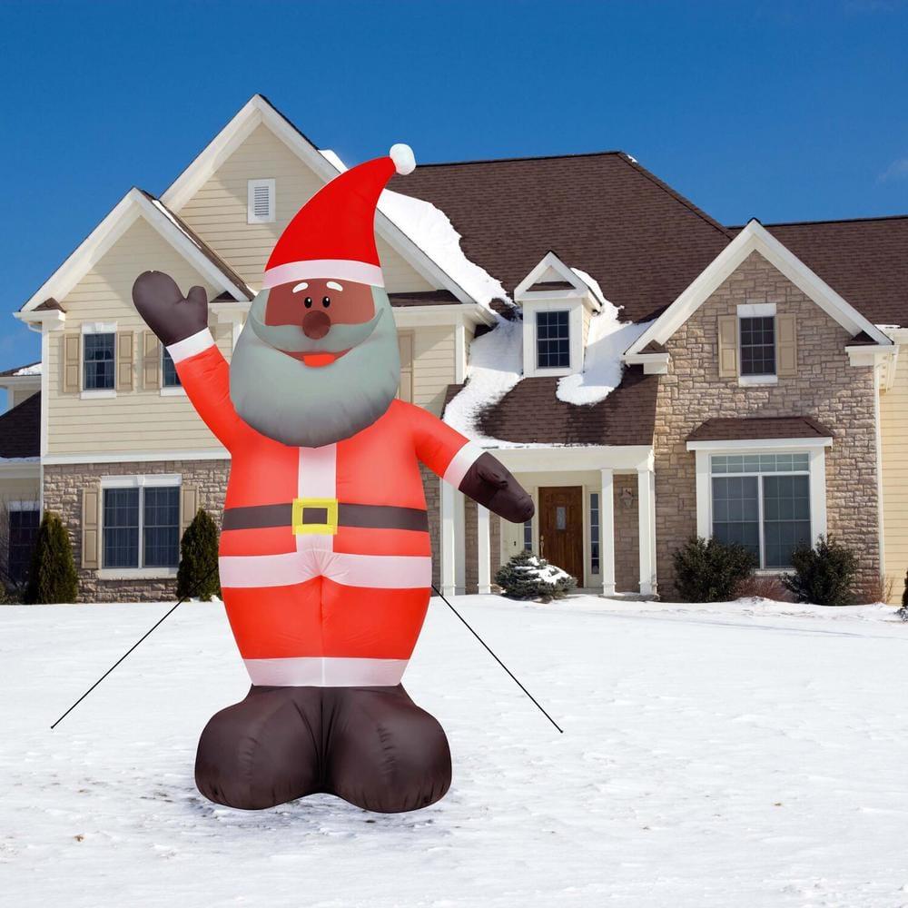 12 ft. x 6 ft. Pre-Lit Tall African American Santa Claus Christmas Inflatable with Storage Bag