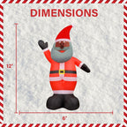 12 ft. x 6 ft. Pre-Lit Tall African American Santa Claus Christmas Inflatable with Storage Bag
