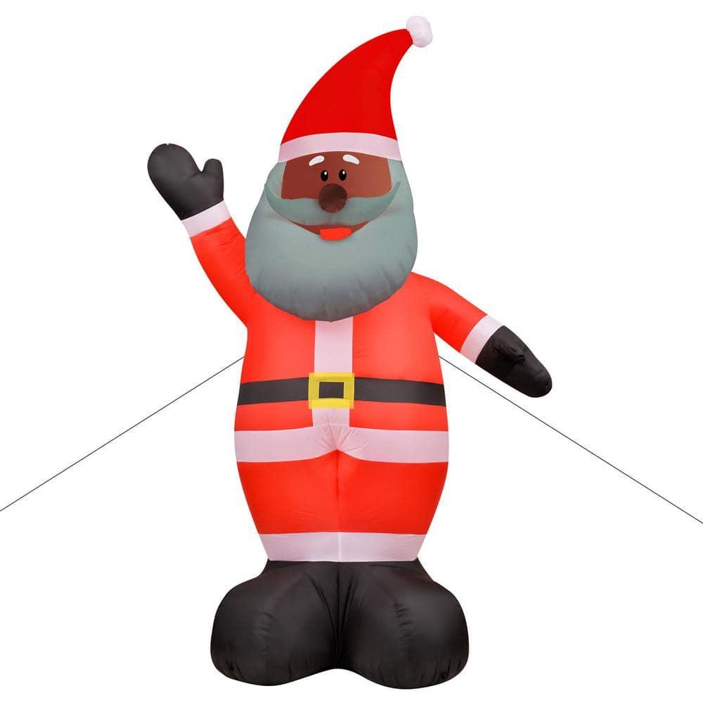 12 ft. x 6 ft. Pre-Lit Tall African American Santa Claus Christmas Inflatable with Storage Bag