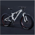 QMMD 26-Inch Mountain Trail Bike, 21-27-30 Speed Mountain Bikes, Adult Full Suspension All Terrain Mountain Bike, Adjustable Seat Men's Bike,1 White,21 Speed